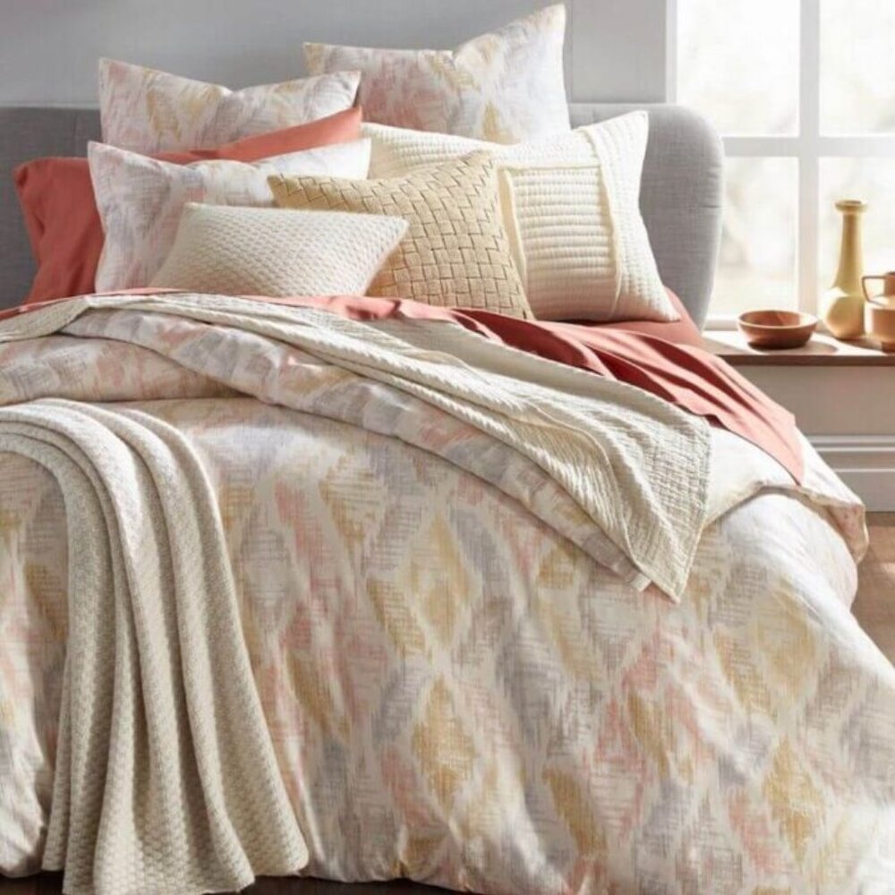 Oake Ikat Diamond 3 Piece King Duvet Set Multicolor